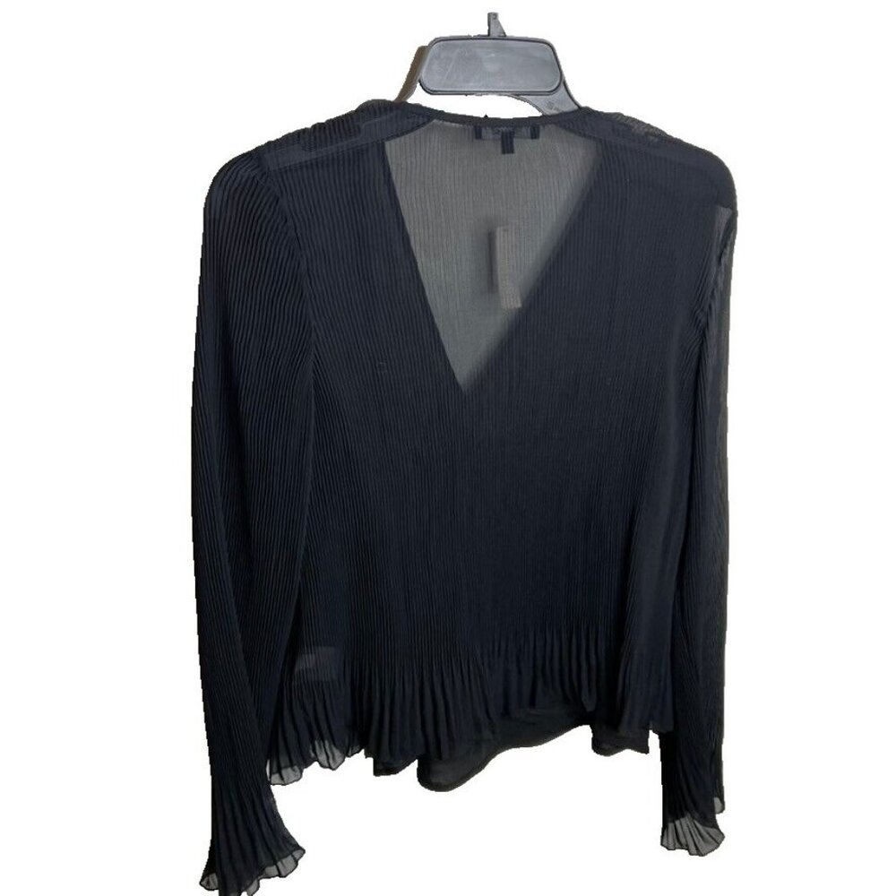 Madewell $82 Pleated Flare Sleeve Top Black Size M NN935 - Picture 8 of 8